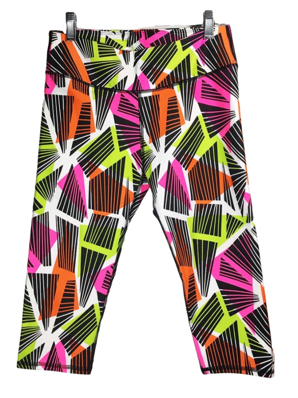 Fabletics Women's Cropped Leggings Neon Abstract Print Small NWT